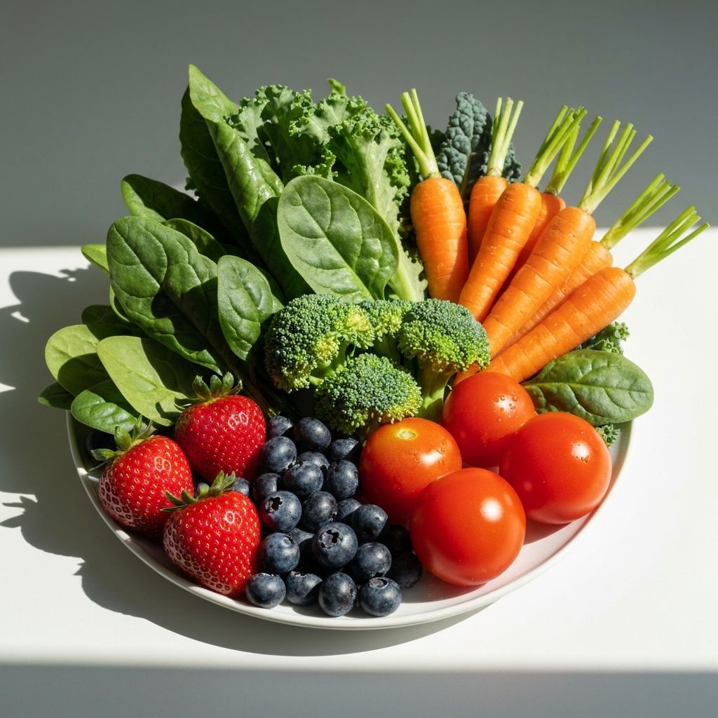 Colorful fresh vegetables and fruits